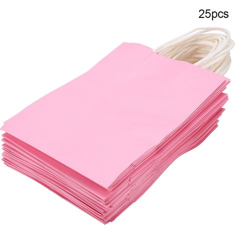 25 Pochettes Cadeau en Kraft Rose avec Poignées pour Mariage, Sachets de Friandises (1/5)
