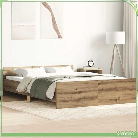 Cadre de lit sans matelas - 3328788 - chêne artisanal - sommier à lattes - 135 x 190 cm (1/5)