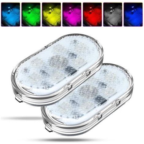 2Pcs RGB Car Interior Lights, Touch Switch Car Interior Lamp, LED Car Interior Lights, Multi-Colored Car Ambient Lighting with and USB Port (1/4)