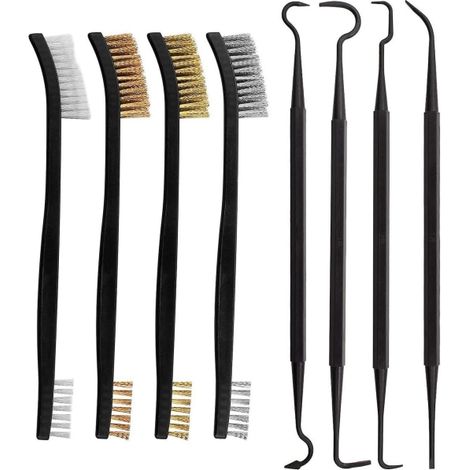 Brosse de nettoyage en acier inoxydable, 8 pièces, petite brosse en laiton, mini brosse métallique en nylon, brosse à main pour décaper, frotter, enlever rouille et poussière (1/5)