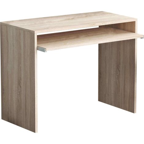 Scrivania porta pc da interno studio in legno nobilitato bilaminato con mensola estraibile per tastiera Penny -  Moccasin