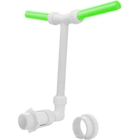Jet d'eau double avec éclairage fluorescent, buse réglable 2 en 1 pour piscines enterrées et hors sol. Installation et utilisation faciles.