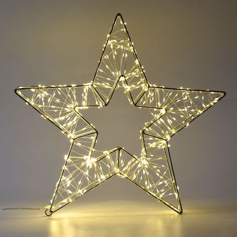 STELLA LUMINOSA IN ALLUMINIO CON 600 MICRO LED A LUCE CALDA FISSA - PERFETTA PER DECORAZIONI NATALIZIE E ILLUMINAZIONE DI INTERNI ED ESTERNI (1/4)