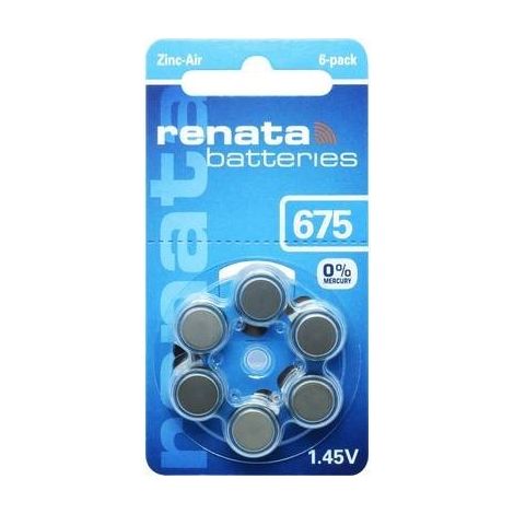 Renata  Hearing Aid PR44 Batteria a bottone ZA 675 Zinco-aria 660 mAh 1.4 V 6 pz.