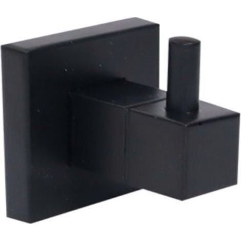Gancio per accappatoio e asciugamani da muro nero fissaggio con viti o senza viti appendino arredo bagno (1/2)