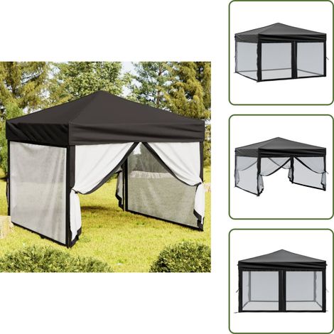 Tente de réception pliable avec parois Noir 3x3 m - Tente De Réception - Abri Extérieur - Parasol - Gazebo - Chapiteau Pliante (1/5)