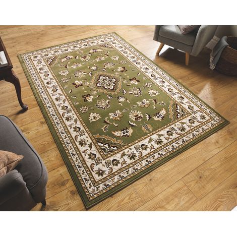 Traditional Oriental Classic Design Quality Sherborne Rug in Green 160x230 cm (5'3''x7'7'')
