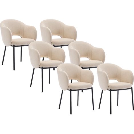 Sedia con braccioli in Tessuto testurizzato e Metallo Nero Beige - Lotto di 6 - ACACILIO (1/5)