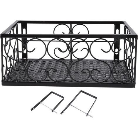 Support de pots de fleurs pour balcon – Étagère décorative en fer massif, compatible avec balustrades jusqu’à 10,5 cm (1/5)