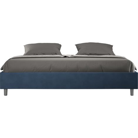 Letto Matrimoniale Extra Large Sommier 200x200 cm con Rete e Contenitore Azelia Blu (1/3)