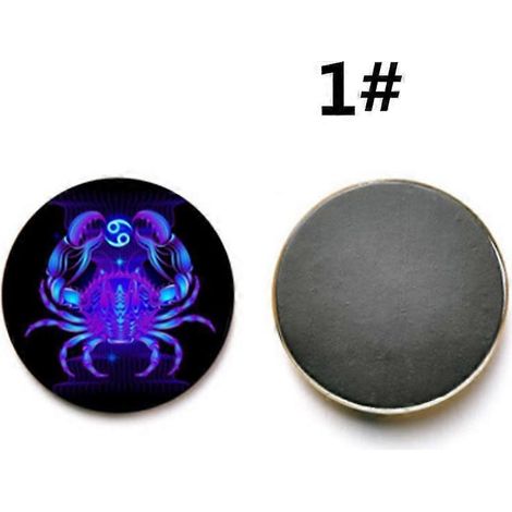 Adorables autocollants magnétiques en verre cristal représentant les douze signes du zodiaque pour réfrigérateur et téléphone