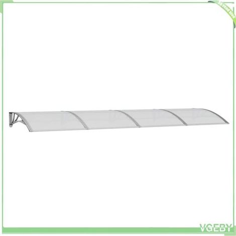 Auvent de porte - FAFEICY - 153595 - 350x100 cm - Polycarbonate 5 mm - Cadre aluminium - Gris (1/5)