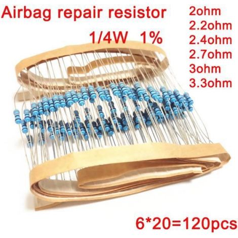 3 ohms - Résistance De Réparation D'airbag De Voiture Avec Film Métallique 1-4w 1%, 6 Types De Kit Électroniq (1/3)