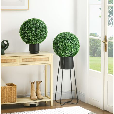 Boule de buis artificielle 2 pièces Ø40 cm en plastique, verte, avec protection UV OKMYHOME (1/5)