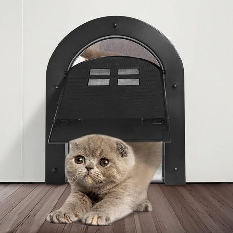Katzenklappe, Innentür, Katzenklappe für Katzen bis 9 kg, Haustiertüren für Katzen, Kätzchen und kleine Hunde (schwarz) (1/5)
