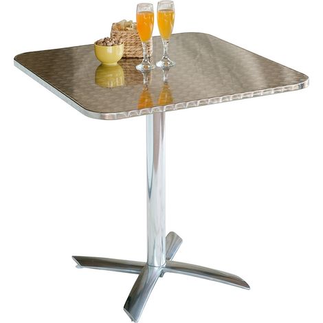 Tavolo Bar Quadrato in Alluminio con Piano Ribaltabile Tavolo Street Food 70 x 70 Centimetri (1/2)