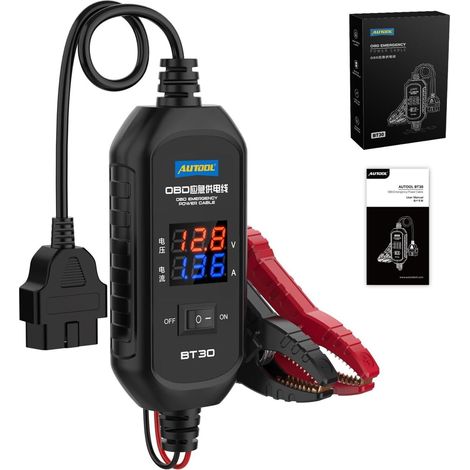 OBD 2 Câble d'alimentation électrique de Secours pour Véhicule OBD II Câble d'alimentation de Secours avec Affichage Courant de Tension Câble de Connexion pour Batterie 3A Fusible (1/5)