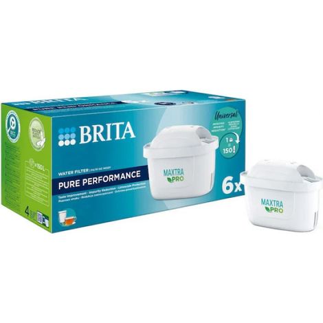 Lot de 6 filtres Brita Maxtra+ avec technologie MicroFlow. Filtre efficacement 150 L par filtre. Élimine les impuretés et le calcaire. Pour une eau plus propre et plus saine pour toute la famille. Com (1/5)