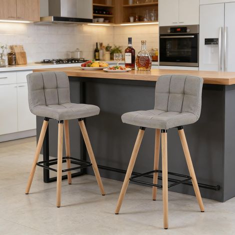 Chaise de cuisine avec repose-pieds antidérapant, chaise de salle à manger, chaise de magasin, tabouret de bar (Lot de 2 tabourets de bar uniquement) (1/5)