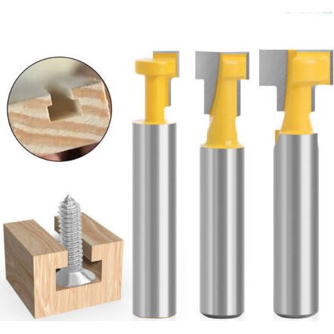 8mm Schaft T-Nut-Fräser Set, 3 Stück T-Nut-Holzfräser Holzbearbeitungsfräser Werkzeug Holzbearbeitungsschneider Klinge