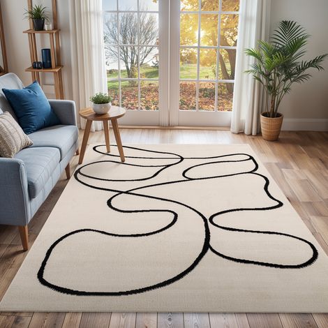 SURYA Tapis Scandinave Bohème Blanc/Noir 152x213 cm (1/5)