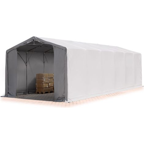 Zelthalle 5x12m Lagerzelt Industriezelt 3m Seitenhöhe PVC Plane 850 N grau 100% wasserdicht Ganzjahreszelt mit Reißverschlusstor