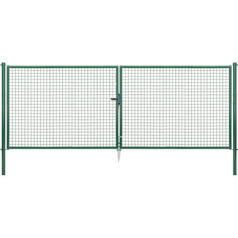 ALBERTS Wellengitter-Doppeltor, zinkp.grün Kst.b., B Mitte-Mitte Pf.4004mm, H1500mm (1/5)