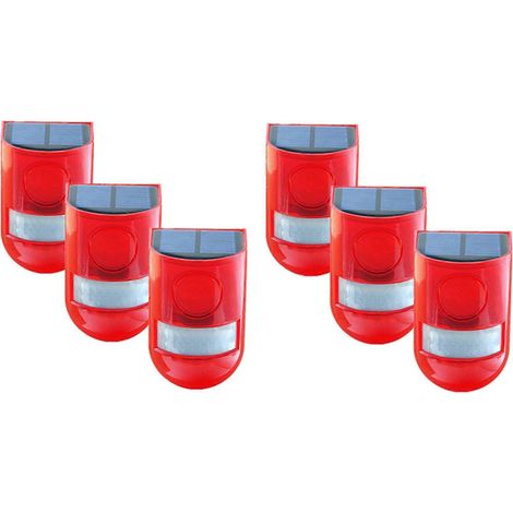 Six lampes stroboscopiques solaires avec alarme à détecteur de mouvement, son de 129 dB, étanches IP65, adaptées aux villas, fermes, patios et jardins. (1/5)