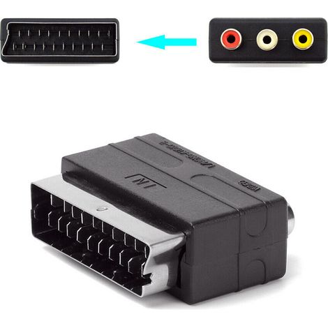 Adaptador Scart Convertidor AV Macho a 3RCA para PS4 TV DVD