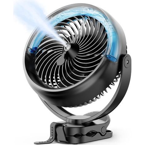 Ventilateur de bureau portable à pince avec brumisateur 10 000 mAh – 3 vitesses de ventilation et 2 modes de brumisation (1/5)