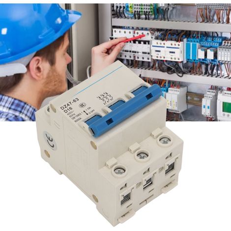 Disjoncteur miniature triphasé DZ47-63 400 V, montage sur rail DIN, capacité de sectionnement 6000 A, ADZ47-63 D16 (1/5)
