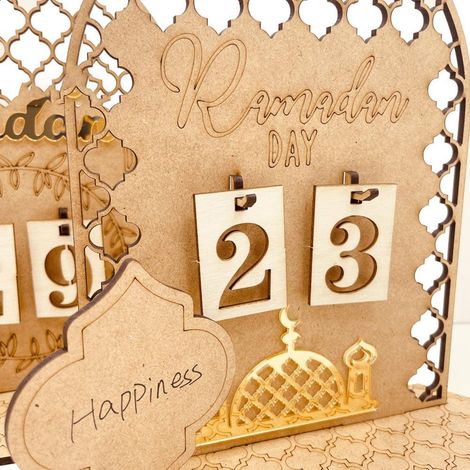 Ramadan-Dekorationen: Ramadan-Countdown-Kalender aus Holz zum Selbermachen, Tischdekoration für Feste und Partys (1/5)