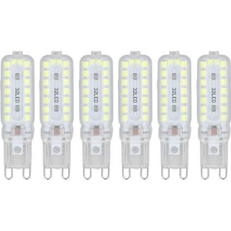 Ampoules LED G9 7W, 6 pièces, éclairage à intensité variable 360 °, ampoule de remplacement pour lampe murale de bureau, lumière blanche 220-240V (1/5)
