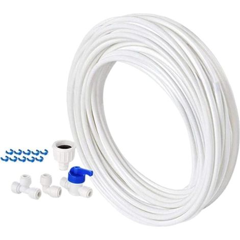 Kit de manguera blanca de 10 m para refrigerador portátil, máquina de hielo y purificador de agua (1/4)