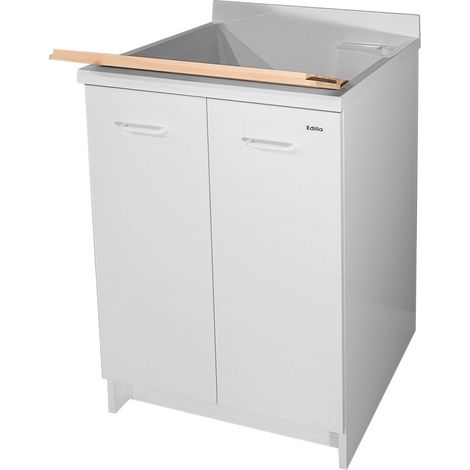 Mobile Lavatoio 60x60x85cm 2 Ante Asse in Legno Montegrappa Edilla Bianco (1/4)