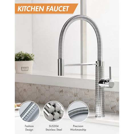 1 Robinet De Cuisine Chromé,Douchette Extensible,Pivotant 360°,Pulvérisateur Pull-down,Cuisine