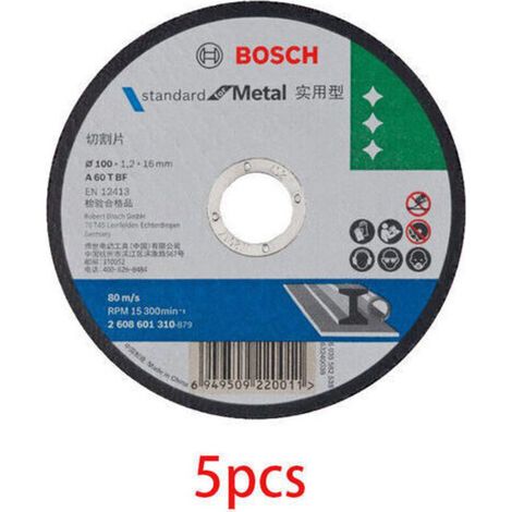 Bosch Accessories 5 pièces Disque à tronçonner Standard for de (pour l'acier inoxydable, Ø 100 mm, alésage Ø 16mm,Épaisseur 1.5 mm accessoire pour meuleuse angulaire) (1/4)