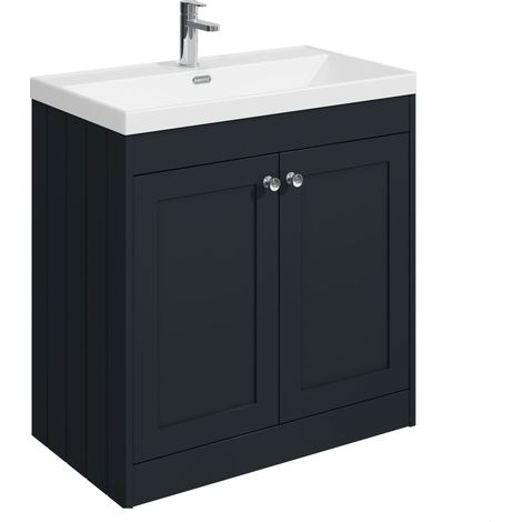 Balterley Butterton 800mm Floor Standing 2 Door Unit with Thin Edge Basin 1 Tap Hole - Satin Dark Grey