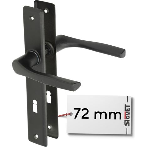 Poignée de portail à plaque longue NATI 72 mm noire KEY (1/5)