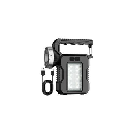 Lampe torche solaire LED rechargeable, lampe de poche d'extérieur haute puissance, lanterne de camping multifonction pour randonnée, voyage, aventure et urgences, 8 x 3,5 x 13,5 cm