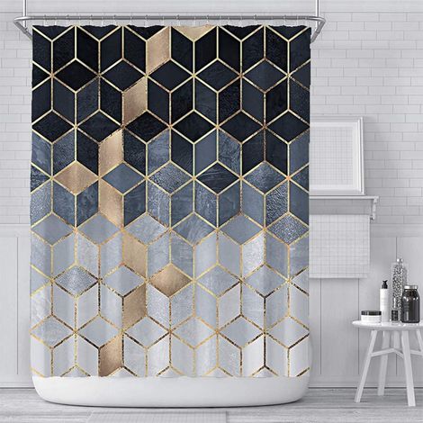 Moderner, geometrischer, wasserdichter Duschvorhang für Badezimmer