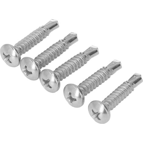 Vis à bois autoforeuse tête ronde 100 pièces, inox 304, fixation M4,8x25 mm pour menuiserie (1/5)
