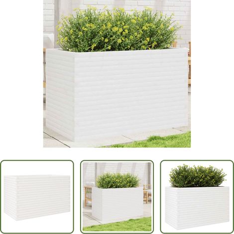 vidaXL Jardin -  Jardinière blanc 110x60x68,5 cm bois de pin massif (1/5)