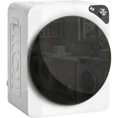 HOMCOM secadora de ropa 5 kg, secadora de evacuación 1000 W, 5 programas, temporizador, tambor de acero inoxidable, apilable o para piso, blanco (1/5)