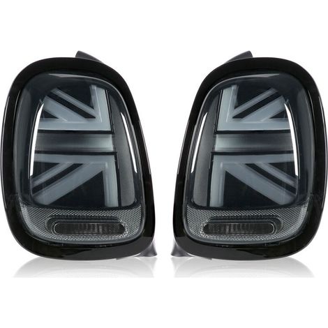 Feux arrière LED JCW Union Jack – Lentille fumée avec clignotants séquentiels – Étanchéité IP67 – Compatible F55 F56 F57 2014-2020 (1/5)