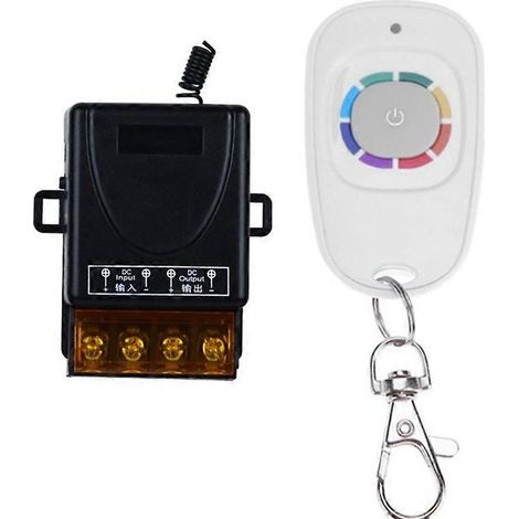 Télécommande sans fil DC12V-48V avec relais récepteur 30A et émetteur 433MHz pour interrupteurs d'éclairage/portes de garage (1/5)