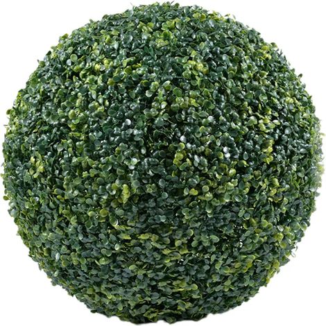 Boule décorative artificielle en buis, résistante aux UV, réaliste multicouche, feuilles vertes, idéale pour décoration extérieure jardin terrasse porche (1/5)