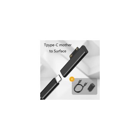 – Adaptador de corriente USB-C hembra para Microsoft Surface Pro 3/4/5/6/7 – Salida de 15V/3A – Carga rápida – Material ABS y metal – Crezuo