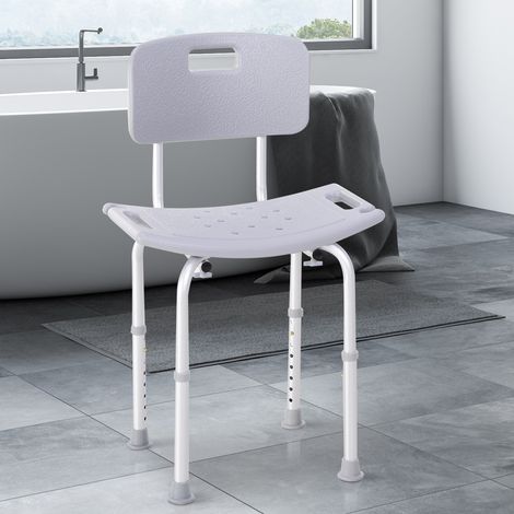 Duschstuhl aus Aluminium und Kunststoff, 8-fach höhenverstellbar, 71-88 cm, rutschfeste Füße