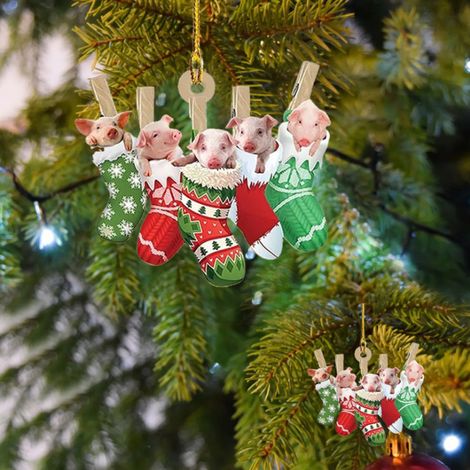 Décoration de Noël éléphant en bois, suspension, sachet 1 pièce, style 3 (1/4)